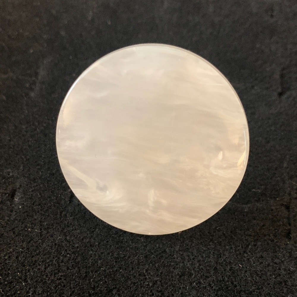 White Swirl Round Button Ring